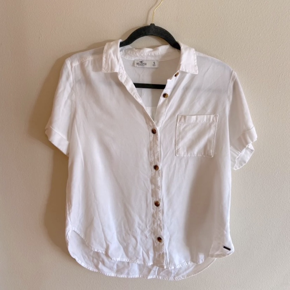 White Button-down Blouse Shirt